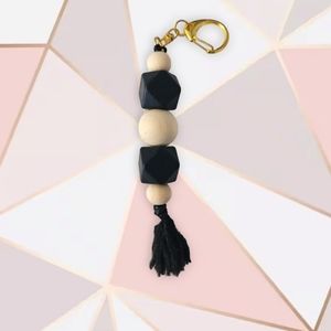 Silicone/wood bead Keychain